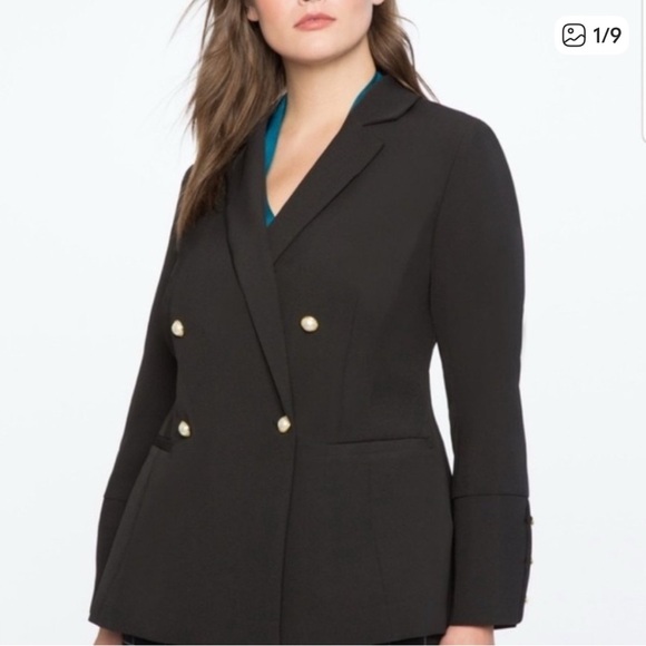 Eloquii Black Blazer with Gold Buttons - Picture 2 of 9